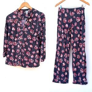 Eberjey Women’s Pajama Set Long Sleeve Pants Small Floral Modal Soft Lightweight